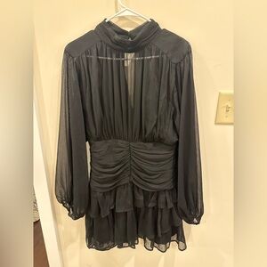 NWT Black Ruched Mock Neck Dress